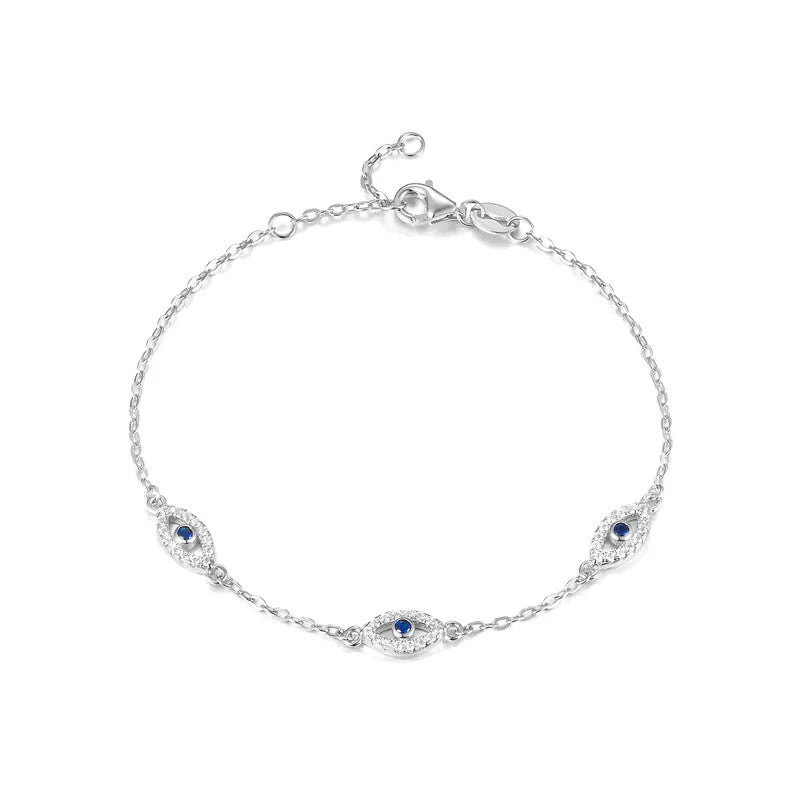 925 Silver Greek Evil Eye Zircon Bracelet-9