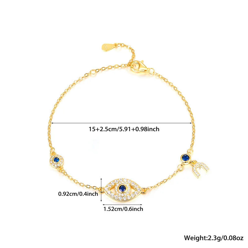 925 Silver Greek Evil Eye Zircon Bracelet-5