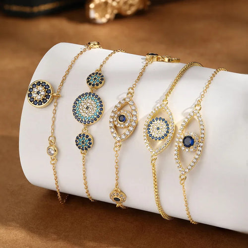 925 Silver Greek Evil Eye Zircon Bracelet-0