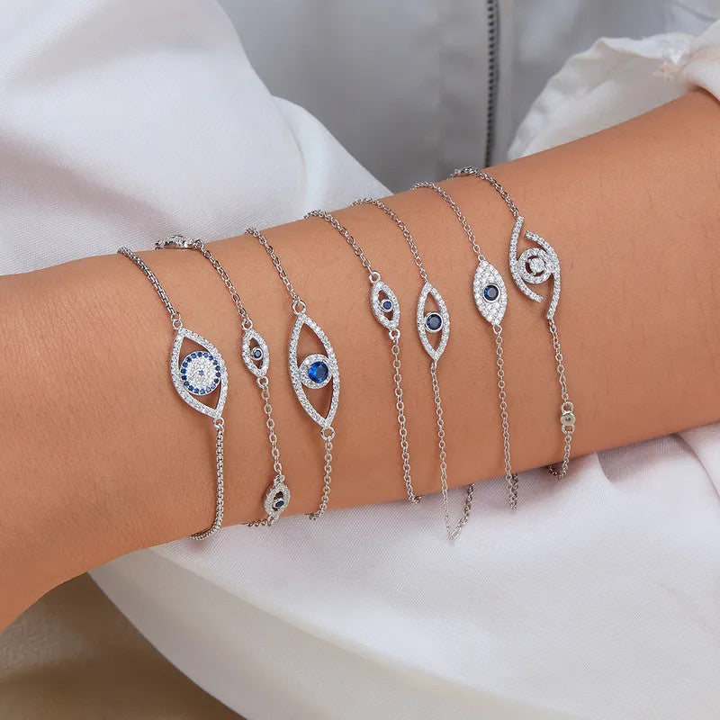 925 Silver Greek Evil Eye Zircon Bracelet-1