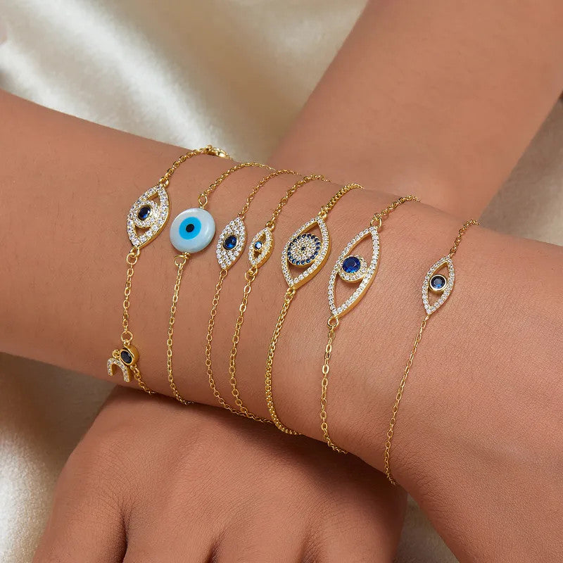 925 Silver Greek Evil Eye Zircon Bracelet-2