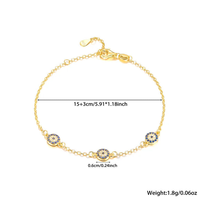 925 Silver Greek Evil Eye Zircon Bracelet-7