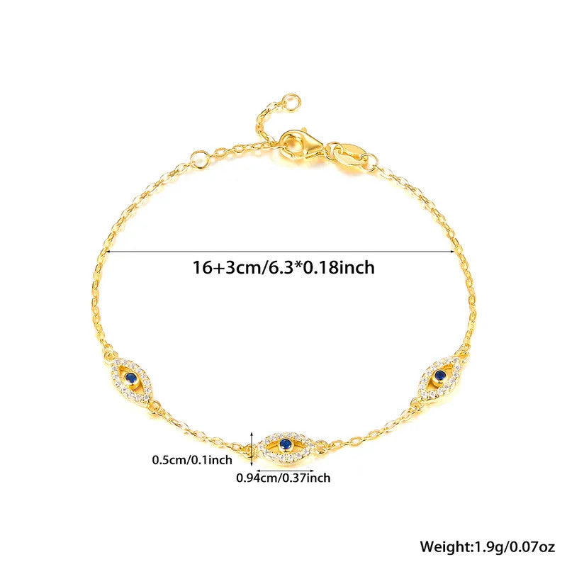 925 Silver Greek Evil Eye Zircon Bracelet-10